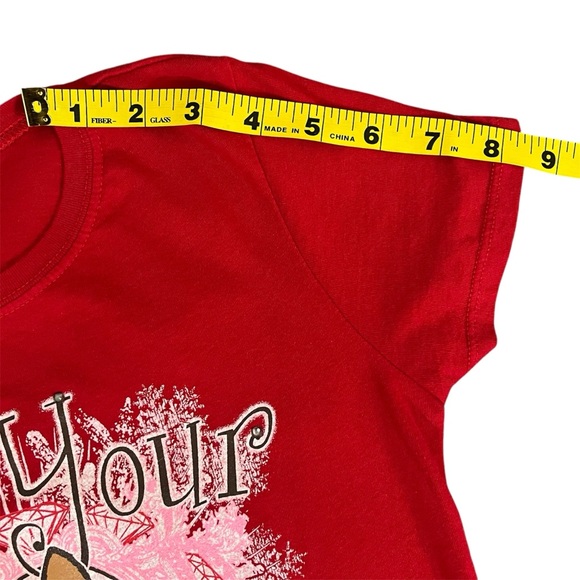 Holiday‎ Rudolph The Red Nose Reindeer W/Jewels On Nose Red T-Shirt Size L10-12 - Picture 6 of 7